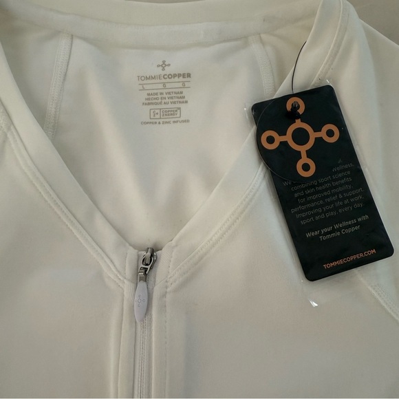 Tommie Copper Mens Compression Shirt Back Support Short Sleeve White Zip Up - Picture 5 of 10